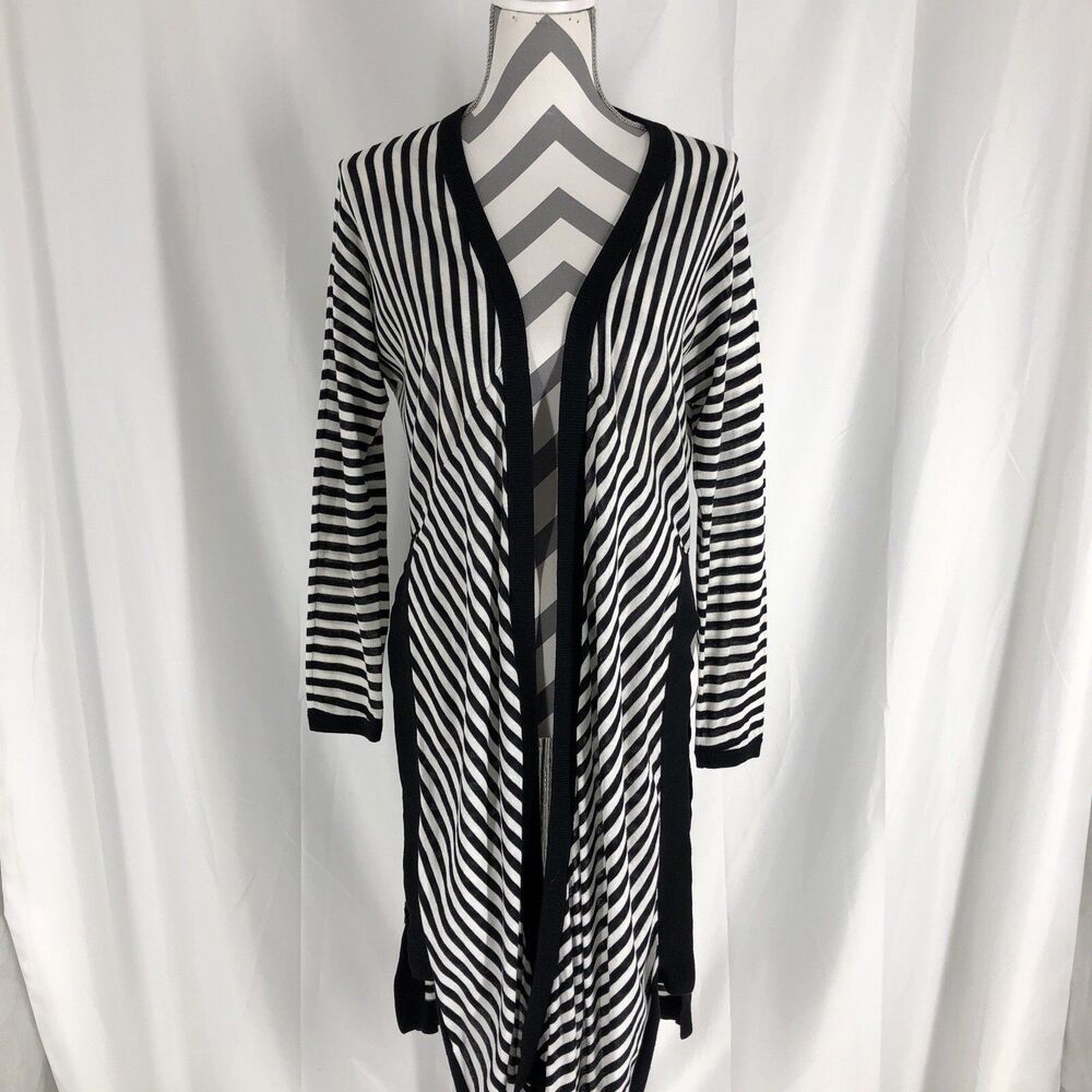 Cabi Women’s Size Small Longline Open Front Striped Cardigan